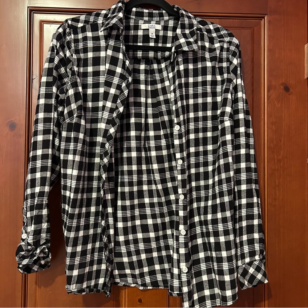 NWOT Croft and Barrow Black and White Plaid Flannel